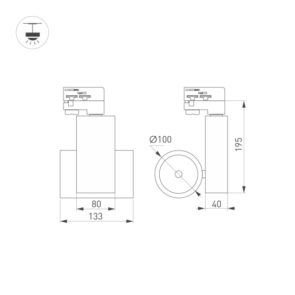 картинка Трековый светильник светодиодный LGD-ARES-4TR-R100-40W Day4000 (BK, 24 deg) (Arlight, IP20 Металл, 3 года) 025537 от магазина BTSvet