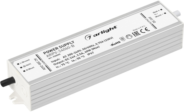 Блок питания ARPV-24060-B (24V, 2.5A, 60W) (Arlight, IP67 Металл, 3 года) 020005