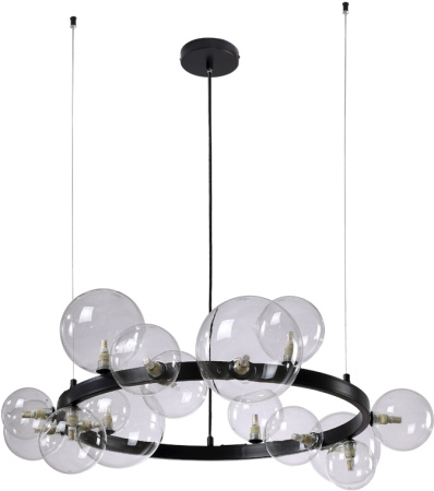 картинка Подвесная люстра светодиодная AGATA SP15 V2 BLACK/TRANSPARENTE от магазина BTSvet