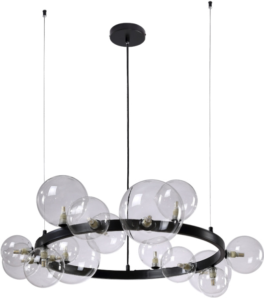 картинка Подвесная люстра светодиодная AGATA SP15 V2 BLACK/TRANSPARENTE от магазина BTSvet