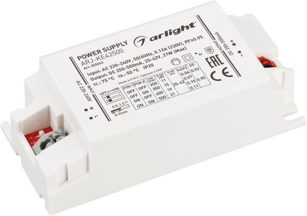 Блок питания ARJ-KE42500 (21W, 250-500mA, PFC) (Arlight, IP20 Пластик, 5 лет) 025243