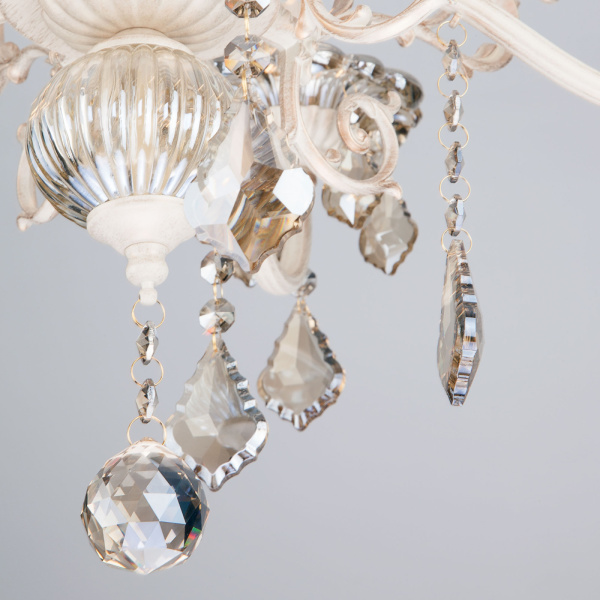 картинка Подвесная люстра 3281/5 белый с золотом/тонированный хрусталь Strotskis от магазина BTSvet