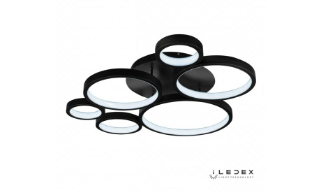 картинка Потолочная люстра светодиодная диммируемая с пультом Ring Star 9004-6-X-T BK от магазина BTSvet