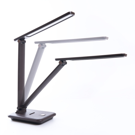 картинка Офисная настольная лампа светодиодная диммируемая с выключателем и регулировкой цветовой температуры беспроводным ЗУ и USB-портом 41451 от магазина BTSvet