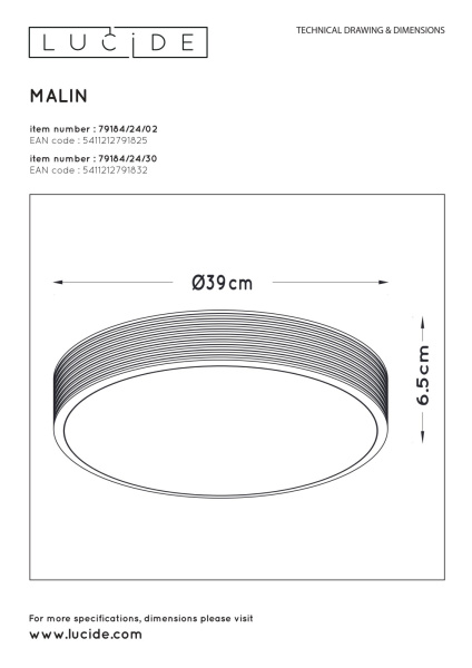 картинка Потолочный светильник светодиодный диммируемый Malin 79184/24/02 от магазина BTSvet