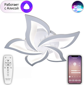 Потолочная люстра светодиодная с управлением пультом смартфоном и голосом регулировкой цветовой температуры и яркости ночным режимом и таймером LED LAMPS 81212