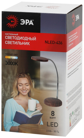 картинка Интерьерная настольная лампа светодиодная NLED-436-8W-WOOD от магазина BTSvet