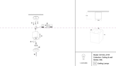 картинка Накладной светильник Alfa C013CL-01W от магазина BTSvet