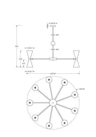 картинка Потолочная люстра Vesper MOD108PL-18WG от магазина BTSvet