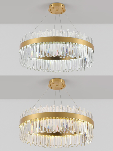 картинка Подвесная люстра хрустальная светодиодная с управлением смартфоном и пультом регулировкой цветовой температурой и яркости ночным режимом и таймером LED LAMPS 81272 от магазина BTSvet