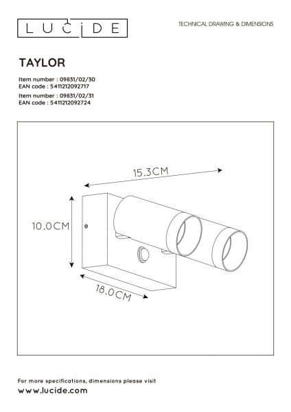 картинка Настенный светильник уличный с датчиком движения Taylor 09831/02/31 IP44 от магазина BTSvet
