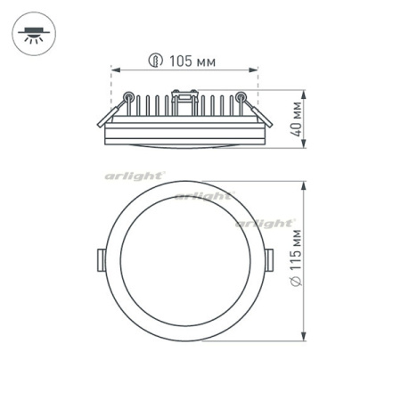 картинка Светодиодная панель встраиваемая LTD-115SOL-15W Warm White (Arlight, IP44 Пластик, 3 года) 020708 от магазина BTSvet