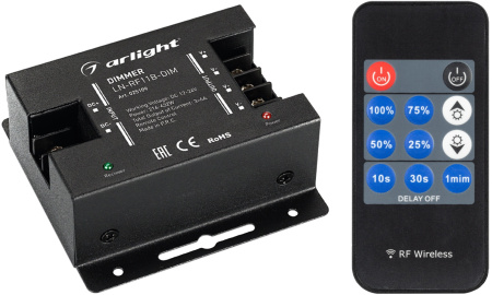 Диммер LN-RF11B-DIM (12-24V, 3x6A, ПДУ Карта 11 кн) (Arlight, IP20 Металл, 1 год) 025109