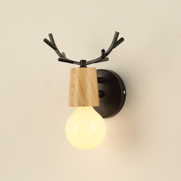 картинка Бра с рожками DEER A Wood/Black от магазина BTSvet