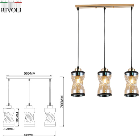 картинка Светильник подвесной Monique 9105-203 3 * Е27 60 Вт от магазина BTSvet