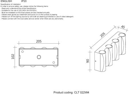 картинка Настенный светильник светодиодный Crystal Lux CLT 022 CLT 022W4 BL 4000K от магазина BTSvet