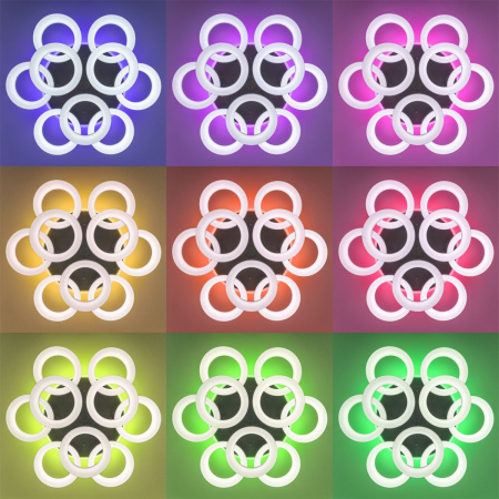 картинка Потолочная люстра светодиодная с управлением смарфоном и пультом регулировка яркости и цветовой температуры Паркер Смарт CL225A195E RGB от магазина BTSvet