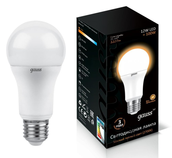 Лампочка LED A60 globe 12W E27 3000K 1/10/50 102502112