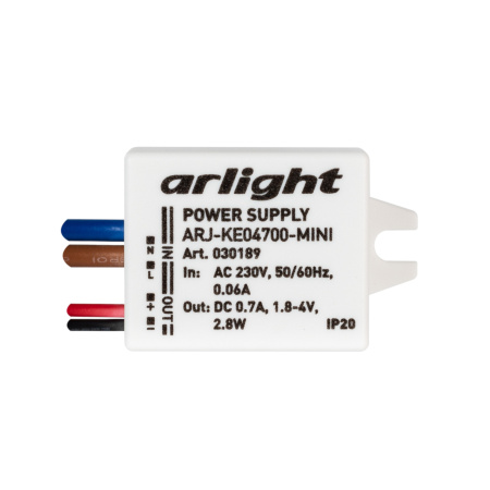картинка Блок питания ARJ-KE04700-MINI (2.8W, 700mA) (Arlight, IP20 Пластик, 5 лет) 030189 от магазина BTSvet