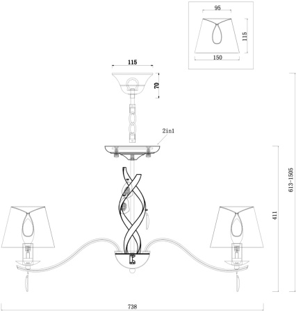 картинка Подвесная люстра Monique FR2001PL-07G от магазина BTSvet