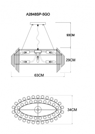 картинка Подвесная люстра Jastin A2848SP-5GO от магазина BTSvet