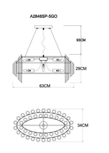 картинка Подвесная люстра Jastin A2848SP-5GO от магазина BTSvet