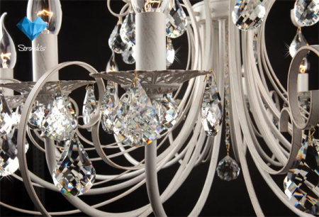 картинка Подвесная люстра 3305/12 белый с золотом/прозрачный хрусталь Strotskis от магазина BTSvet