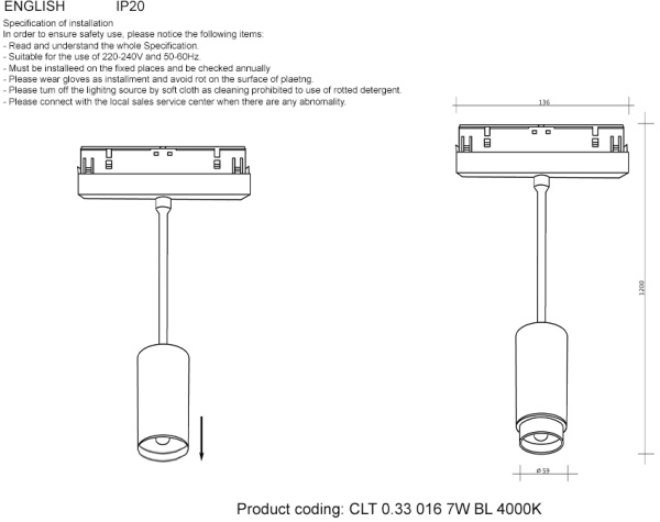 картинка Трековый светильник магнитный Crystal Lux SPACE CLT 0.33 016 7W BL 4000K от магазина BTSvet