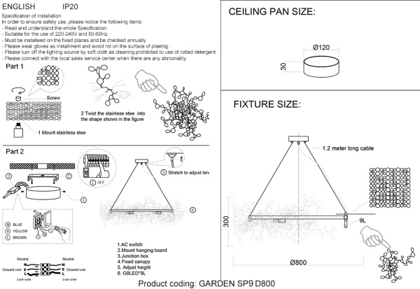 картинка Подвесная люстра Crystal Lux GARDEN GARDEN SP9 D800 CHROME от магазина BTSvet