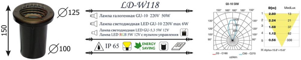 картинка Встраиваемый светильник уличный LD-W118 от магазина BTSvet