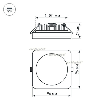 картинка Светодиодная панель встраиваемая LTD-96x96SOL-BK-10W Warm White (Arlight, IP44 Пластик, 3 года) 022556 от магазина BTSvet