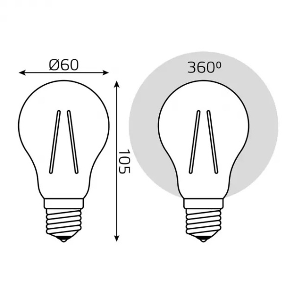 картинка Лампочка LED Filament A60 E27 6W 4100К 1/10/40 102802206 от магазина BTSvet