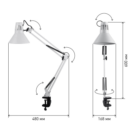 картинка Офисная настольная лампа с выключателем N-121-E27-40W-W от магазина BTSvet