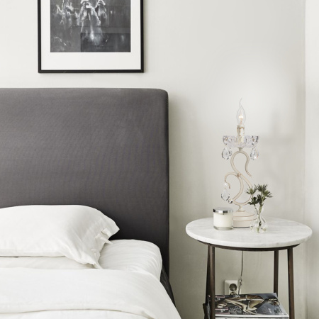 картинка Хрустальная настольная лампа свеча 12205/1T белый Strotskis от магазина BTSvet