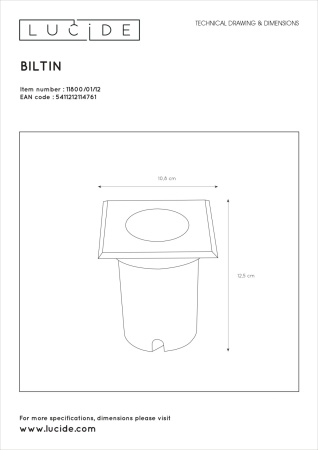 картинка Встраиваемый светильник уличный Biltin 11800/01/12 от магазина BTSvet