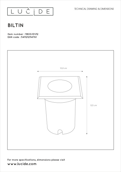картинка Встраиваемый светильник уличный Biltin 11800/01/12 от магазина BTSvet