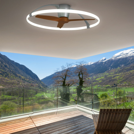 картинка Потолочная люстра светодиодная с вентилятором с пультом и управлением смартфоном с голосовым управлением и регулировкой цветовой температуры Nepal 7533 от магазина BTSvet