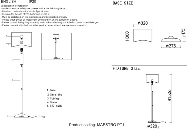 картинка Торшер MAESTRO PT1 CHROME от магазина BTSvet