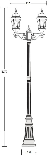 картинка Наземный фонарь ASTORIA 2M 91409MA Bl овал от магазина BTSvet