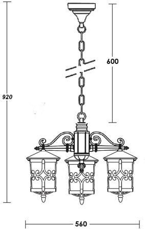 картинка Уличный светильник подвесной FRANKFURT f15870/3 Gb от магазина BTSvet