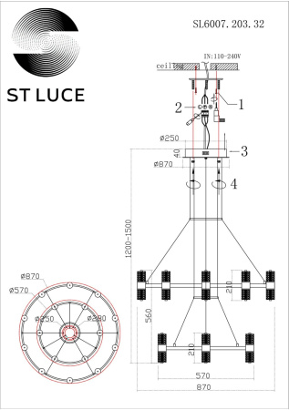 картинка Подвесная люстра Gemina SL6007.203.32 Латунь/Прозрачный LED 32*2,5W 4000K от магазина BTSvet