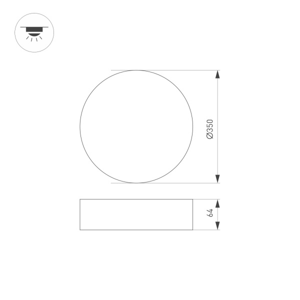 картинка Потолочный светильник LED круглый SP-RONDO-R350-30W Day4000 (BK, 120 deg, 230V) (Arlight, IP40 Металл, 3 года) 034811 от магазина BTSvet