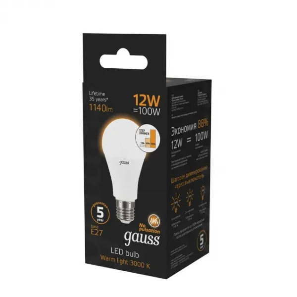 картинка Лампочка LED A60 globe 12W E27 3000K 1/10/50 102502112 от магазина BTSvet