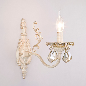 Бра 3281/1 белый с золотом/тонированный хрусталь Strotskis