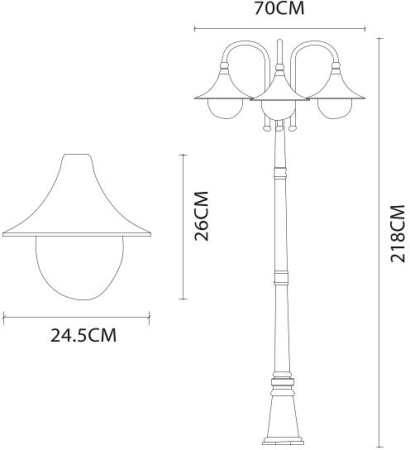 картинка Наземный фонарь уличный Malaga A1086PA-3BG от магазина BTSvet