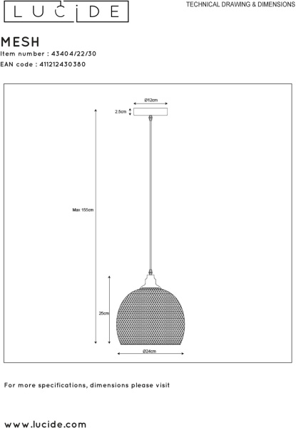 картинка Подвесной светильник MESH 43404/22/30 от магазина BTSvet