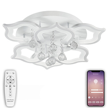 Потолочная люстра светодиодная с пультом и управлением смартфоном регулировкой цветовой температуры и яркости ночным режимом и таймером HIGH-TECH LED LAMPS 82028