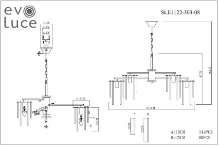 картинка Подвесная люстра Evoluce Lynden SLE1122-303-08 от магазина BTSvet