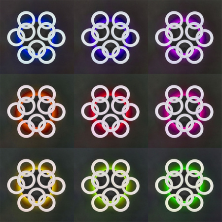 картинка Потолочная люстра светодиодная с управлением смарфоном и пультом регулировка яркости и цветовой температуры Паркер Смарт CL225A190E RGB от магазина BTSvet