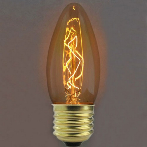 картинка Ретро лампочка накаливания Эдисона свеча E27 40W 2400-2800K 3540-E от магазина BTSvet